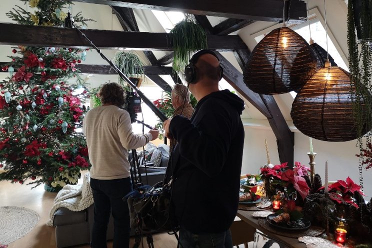 Kerstster in schijnwerpers Kerstster in schijnwerpers
